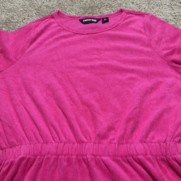 Lands End Pink Terry Cloth Swim Cover up Girls XL 16 - Picture 2 of 5